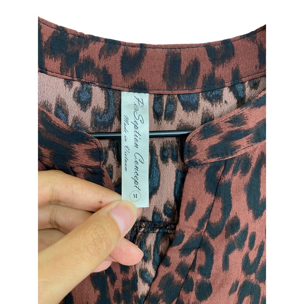 PerSeption Concept Leopard Print Split Neck Blous… - image 2